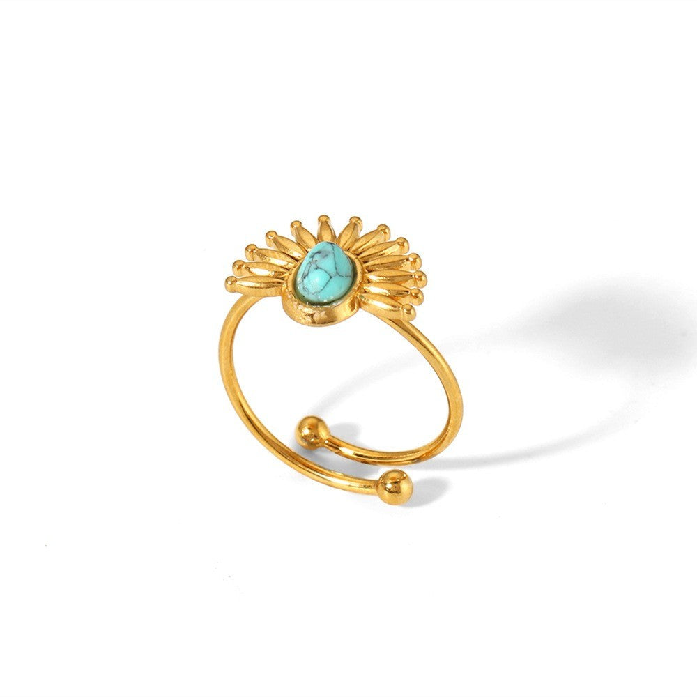 Boho Turquoise Sun & Eye Ring Set