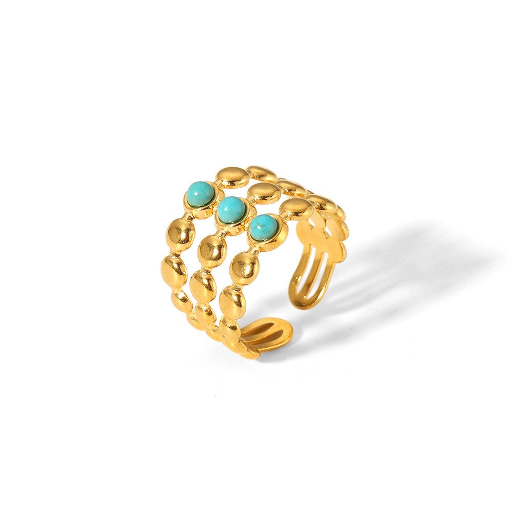 Boho Turquoise Sun & Eye Ring Set