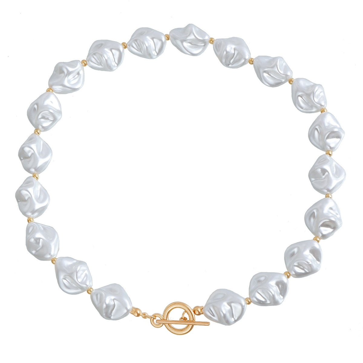 Classy Irregular Faux Pearl OT Toggle Necklace