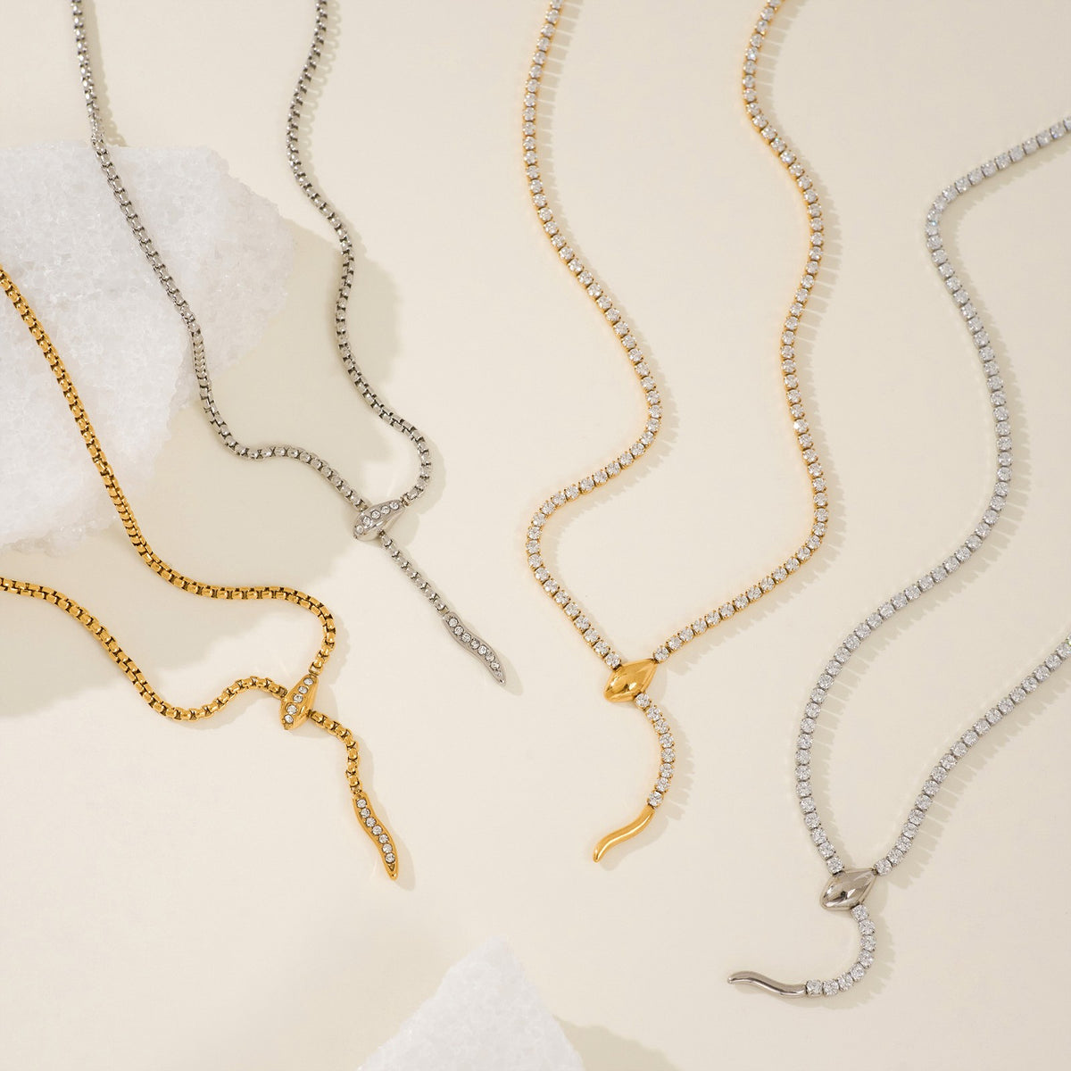 Classy Vintage Serpent Tennis Necklace