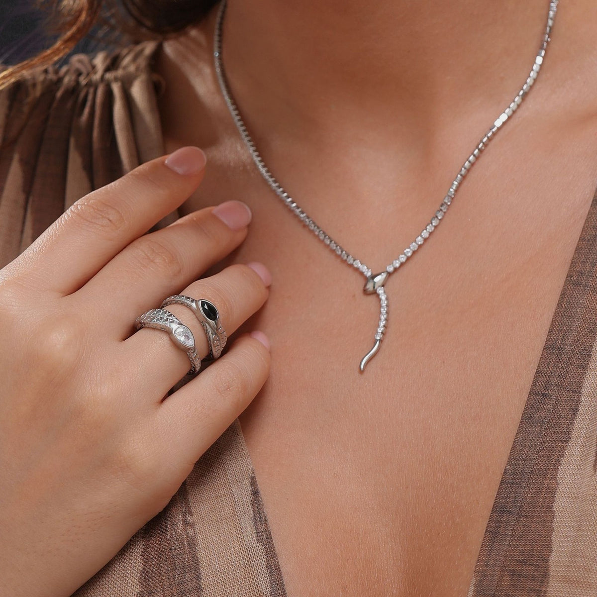 Classy Vintage Serpent Tennis Necklace