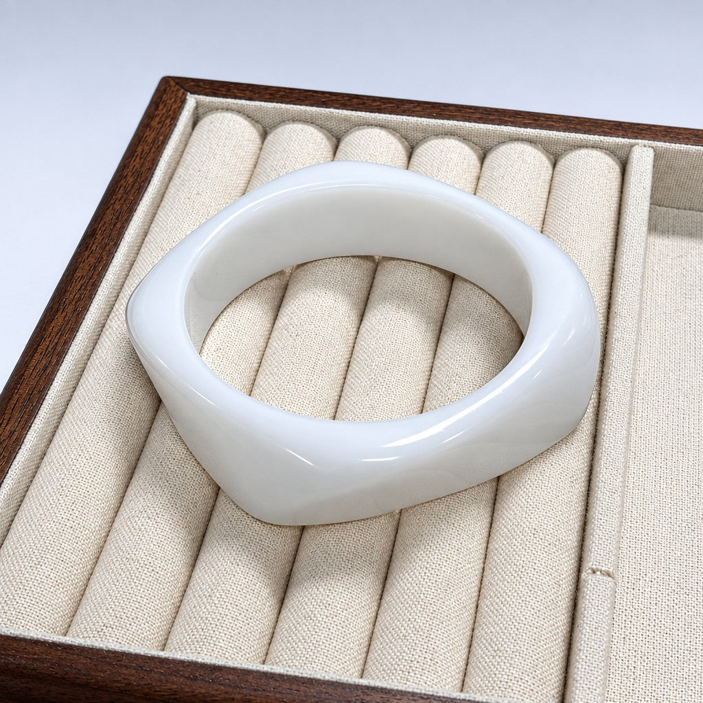 Classy Marbled Geometric Resin Bangle Set