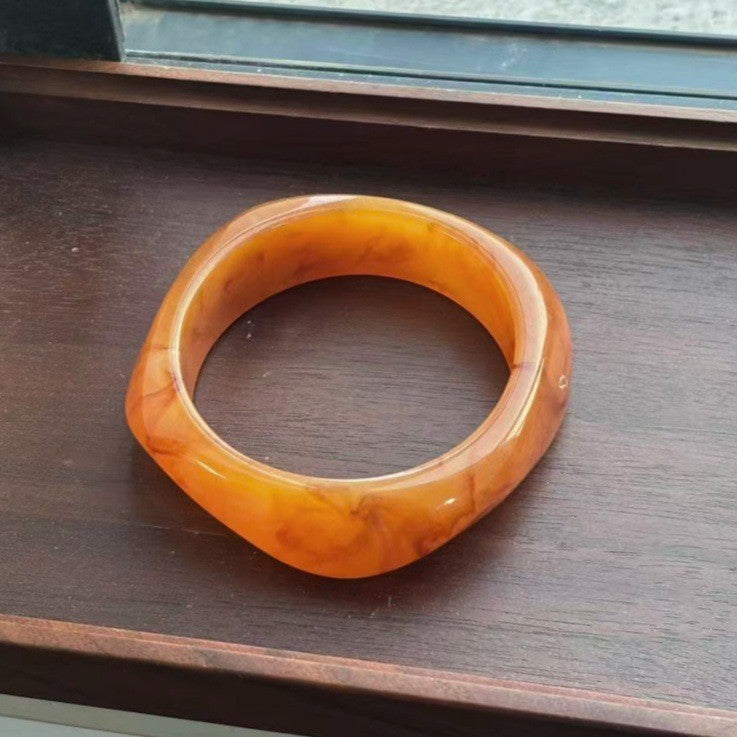 Classy Marbled Geometric Resin Bangle Set