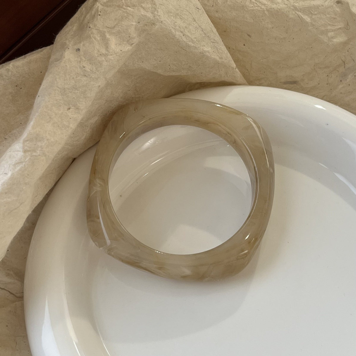 Classy Marbled Geometric Resin Bangle Set