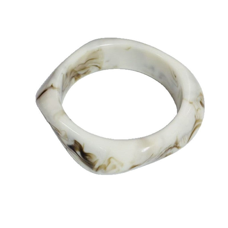 Classy Marbled Geometric Resin Bangle Set
