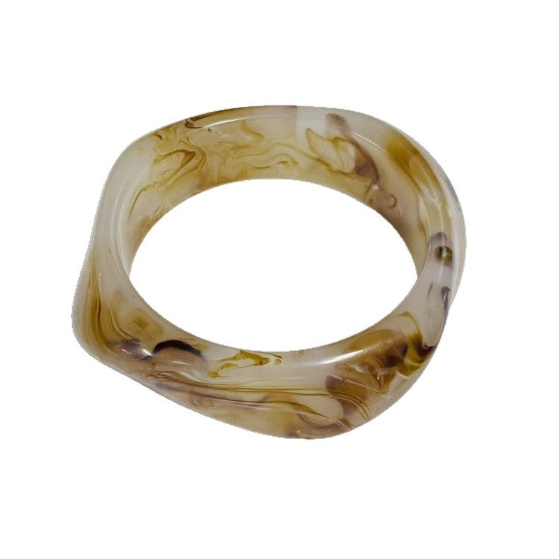 Classy Marbled Geometric Resin Bangle Set