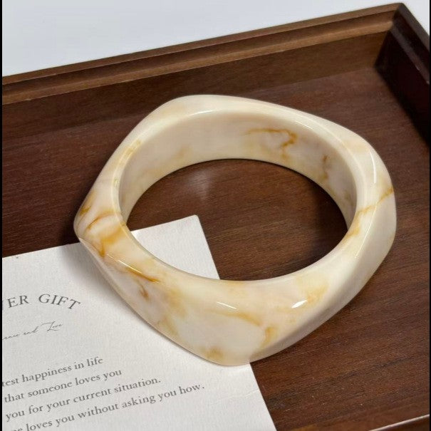 Classy Marbled Geometric Resin Bangle Set