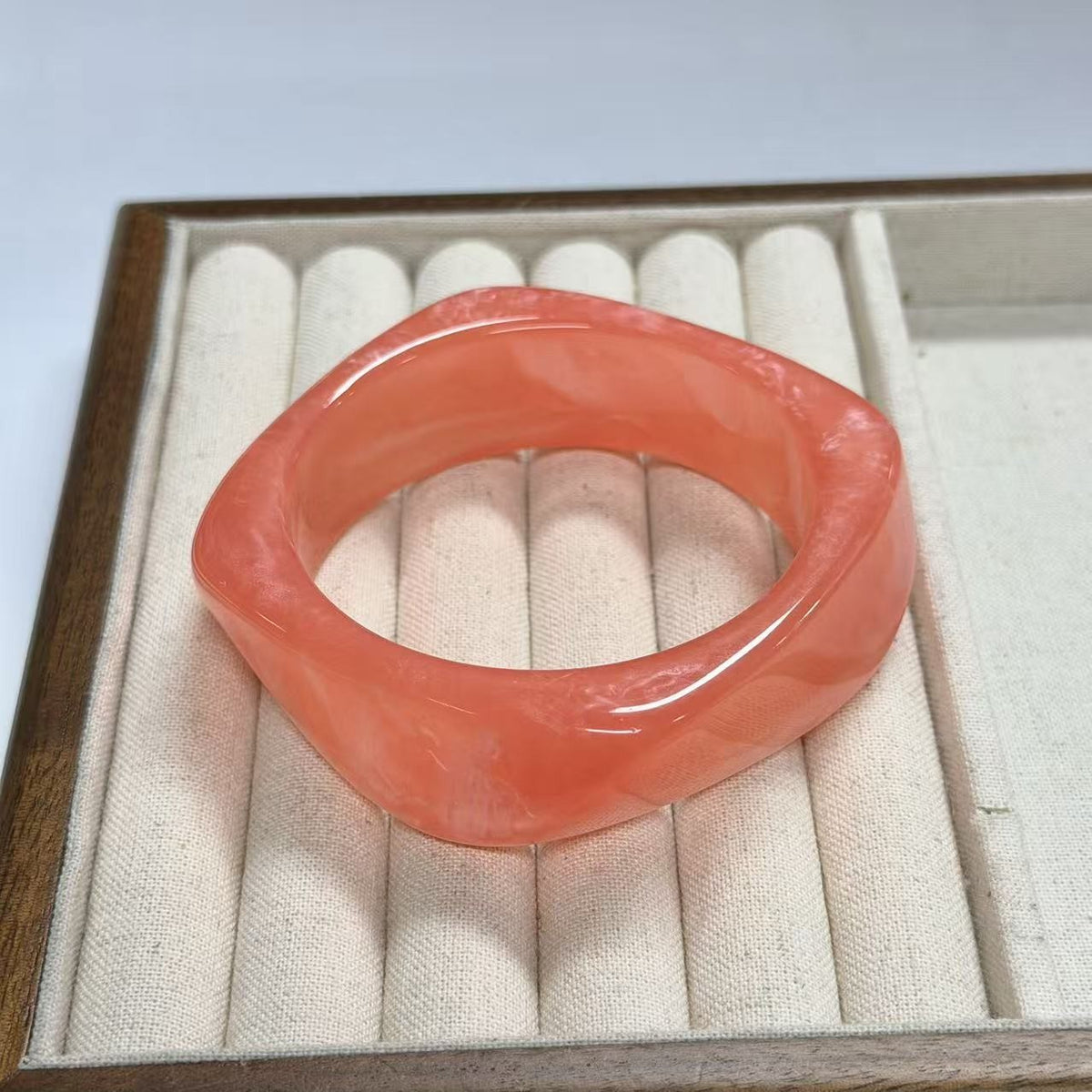 Classy Marbled Geometric Resin Bangle Set