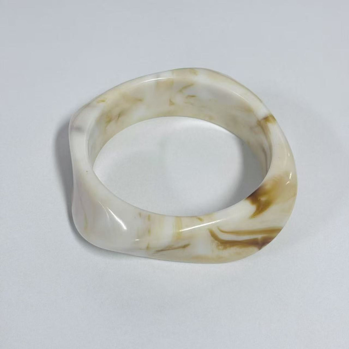 Classy Marbled Geometric Resin Bangle Set
