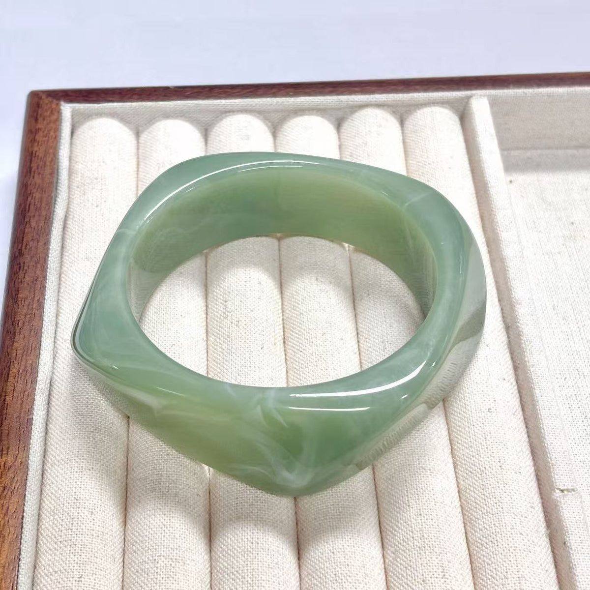 Classy Marbled Geometric Resin Bangle Set