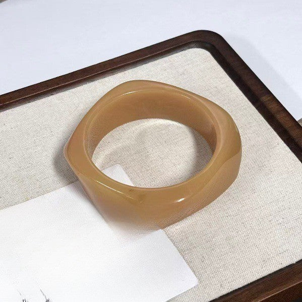 Classy Marbled Geometric Resin Bangle Set