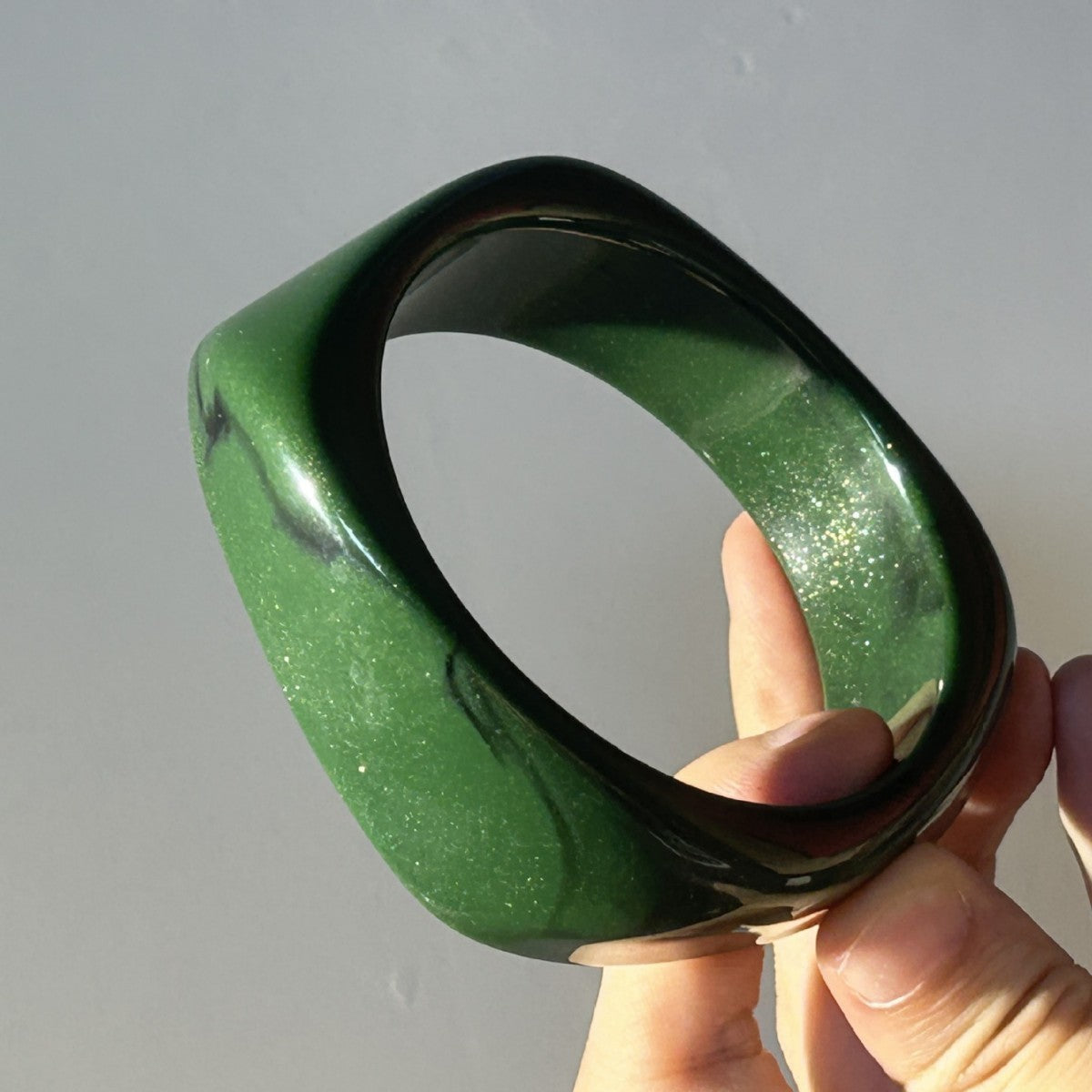 Classy Marbled Geometric Resin Bangle Set