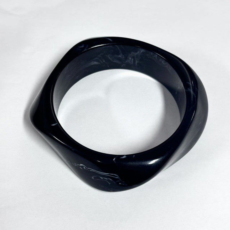 Classy Marbled Geometric Resin Bangle Set
