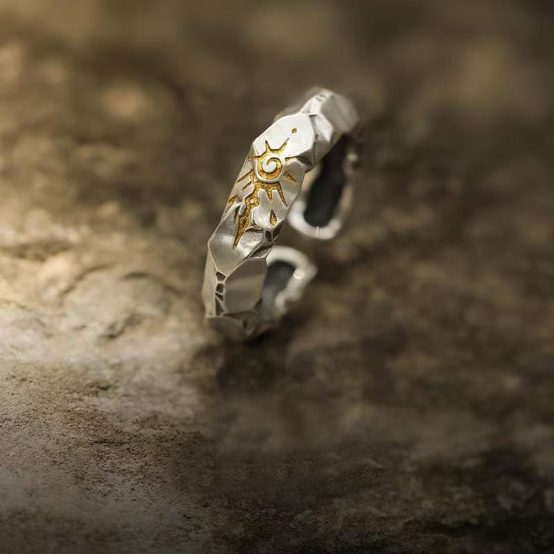2pc Boho Textured Sun Ring Set