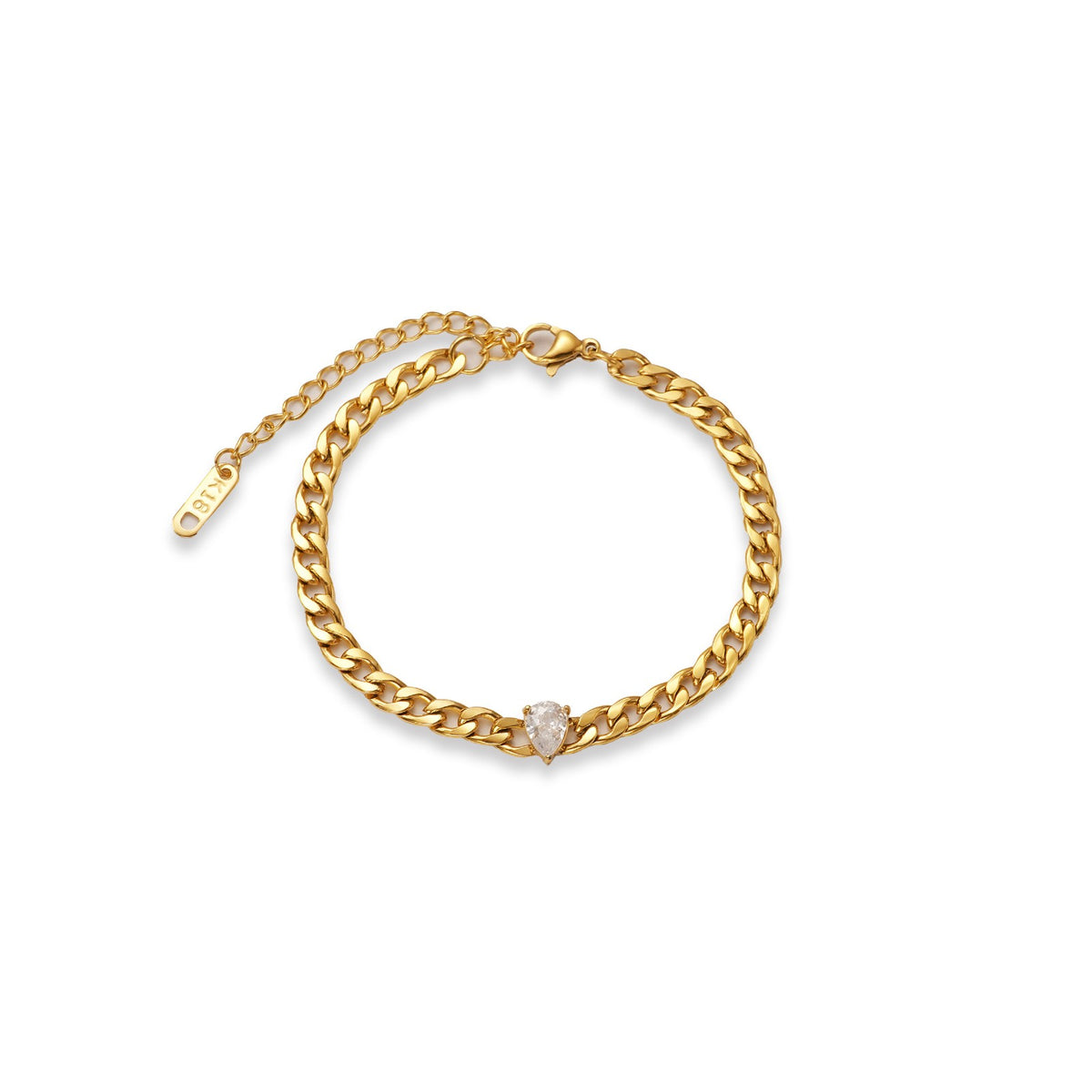 Dainty CZ Curb Chain Bracelet Anklet Set
