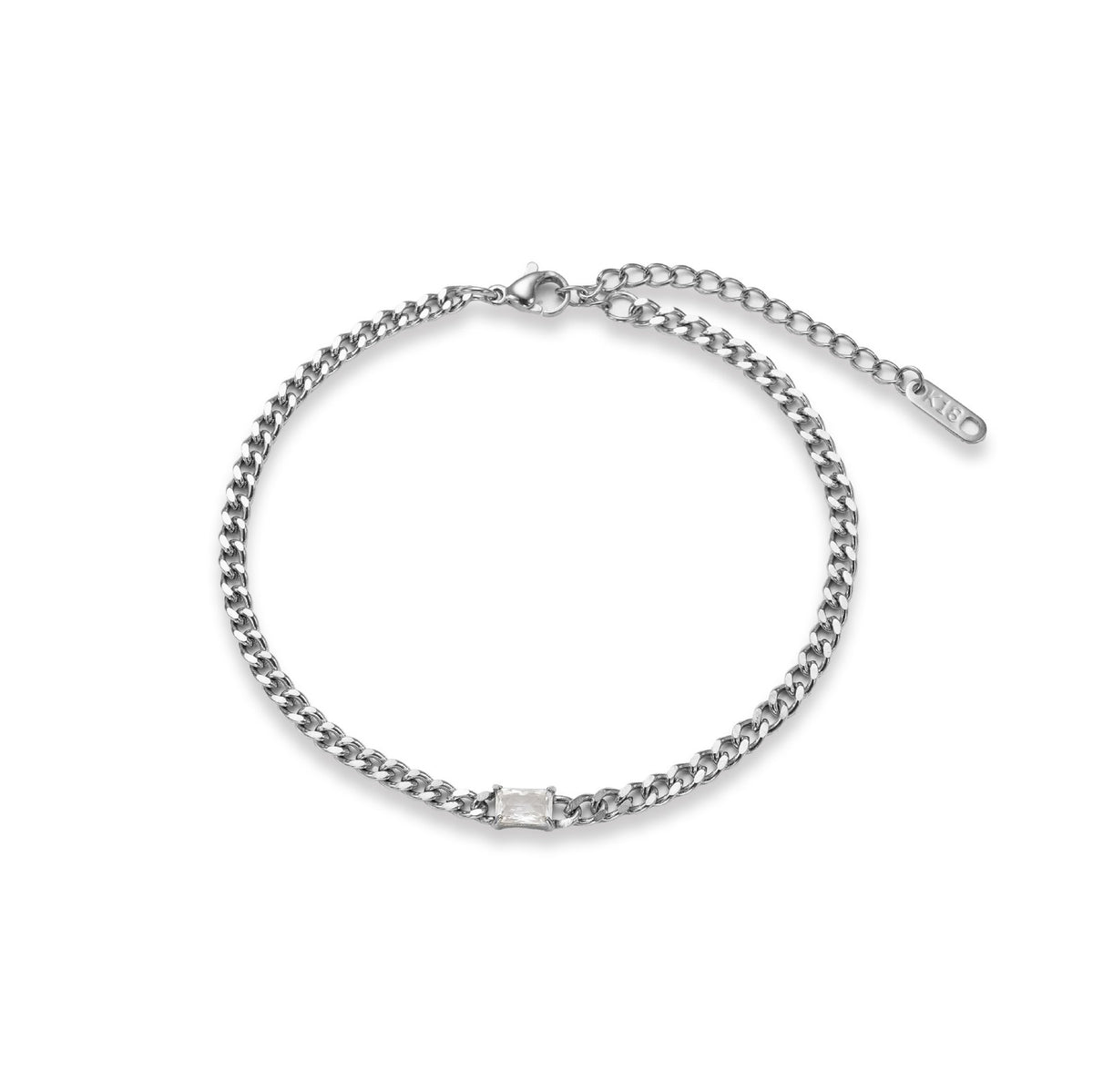 Dainty CZ Curb Chain Bracelet Anklet Set