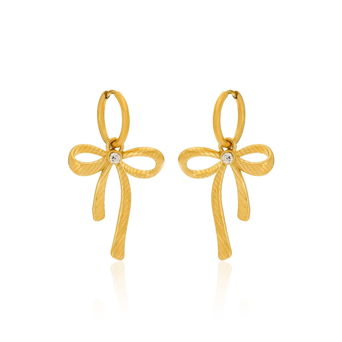 18k Dainty Twisted Bow Drop Earrings