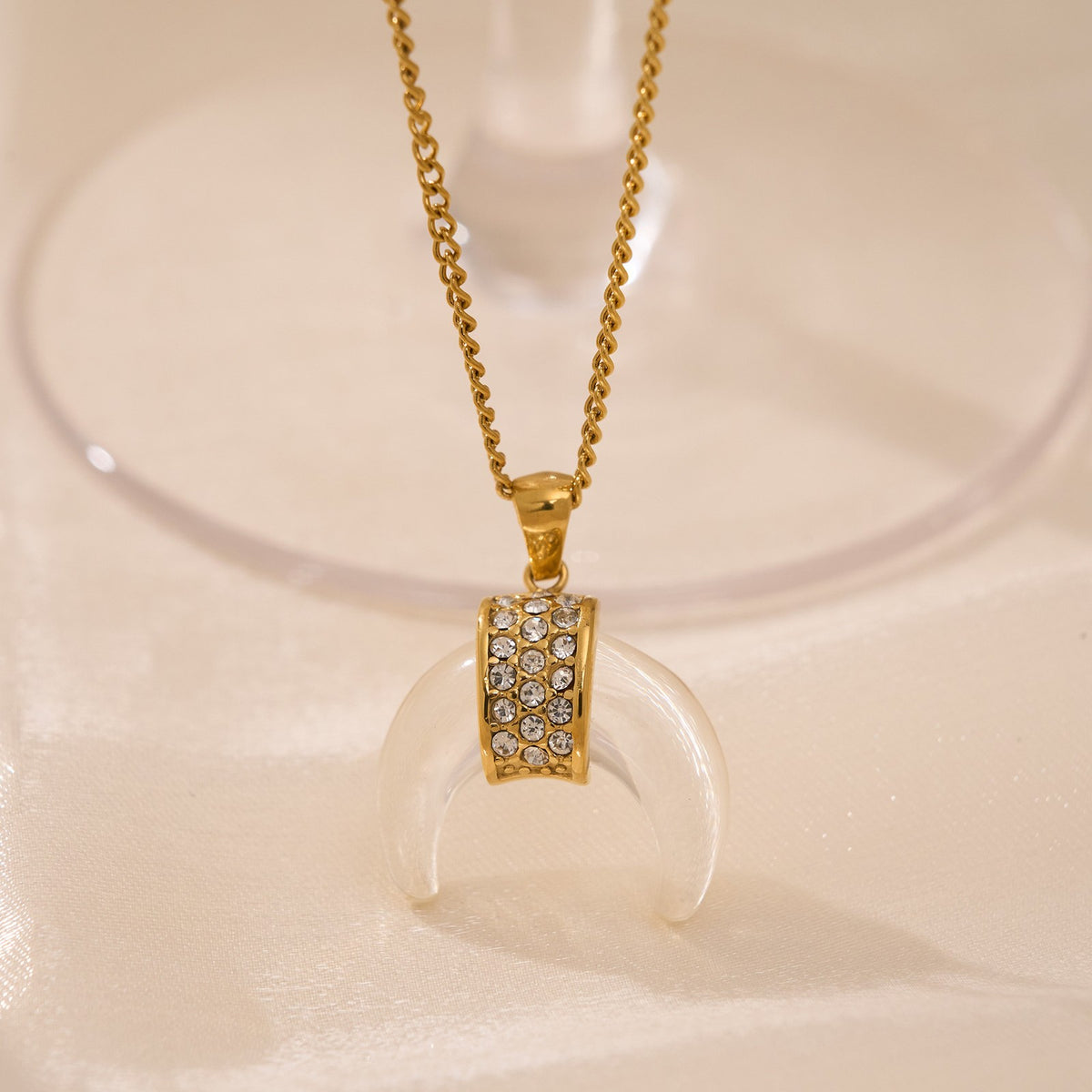 Dainty Resin Crescent Moon Necklace