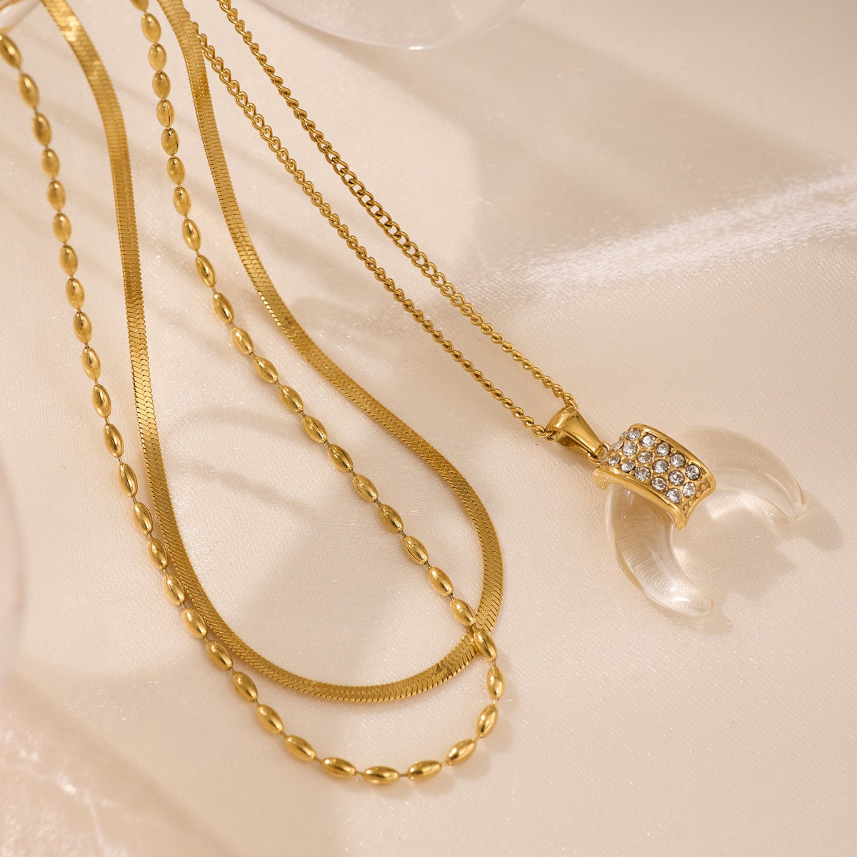 Dainty Resin Crescent Moon Necklace
