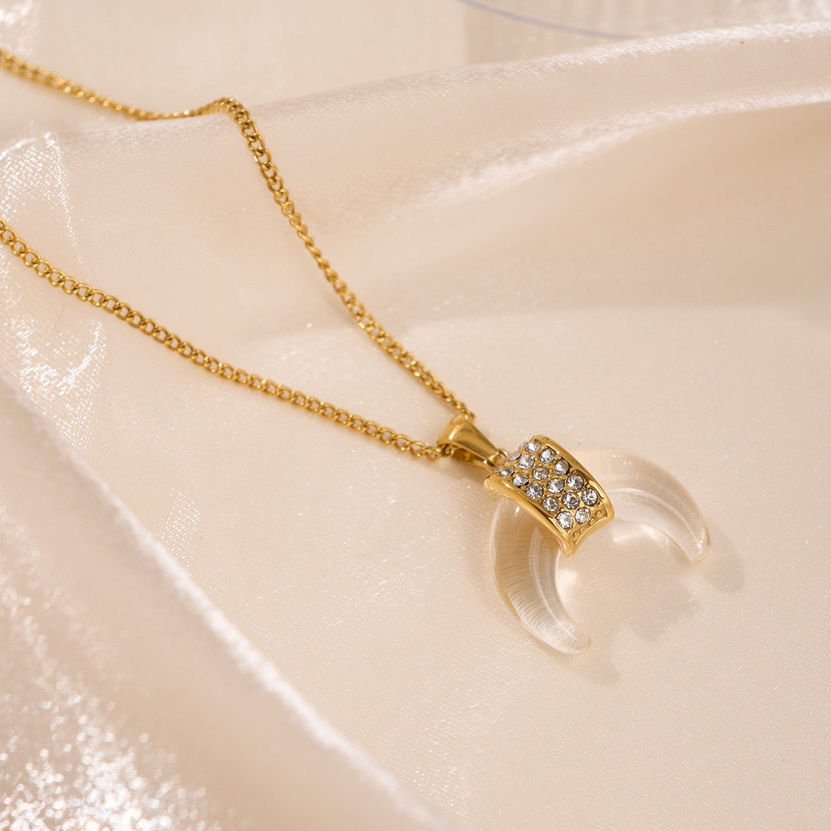 Dainty Resin Crescent Moon Necklace