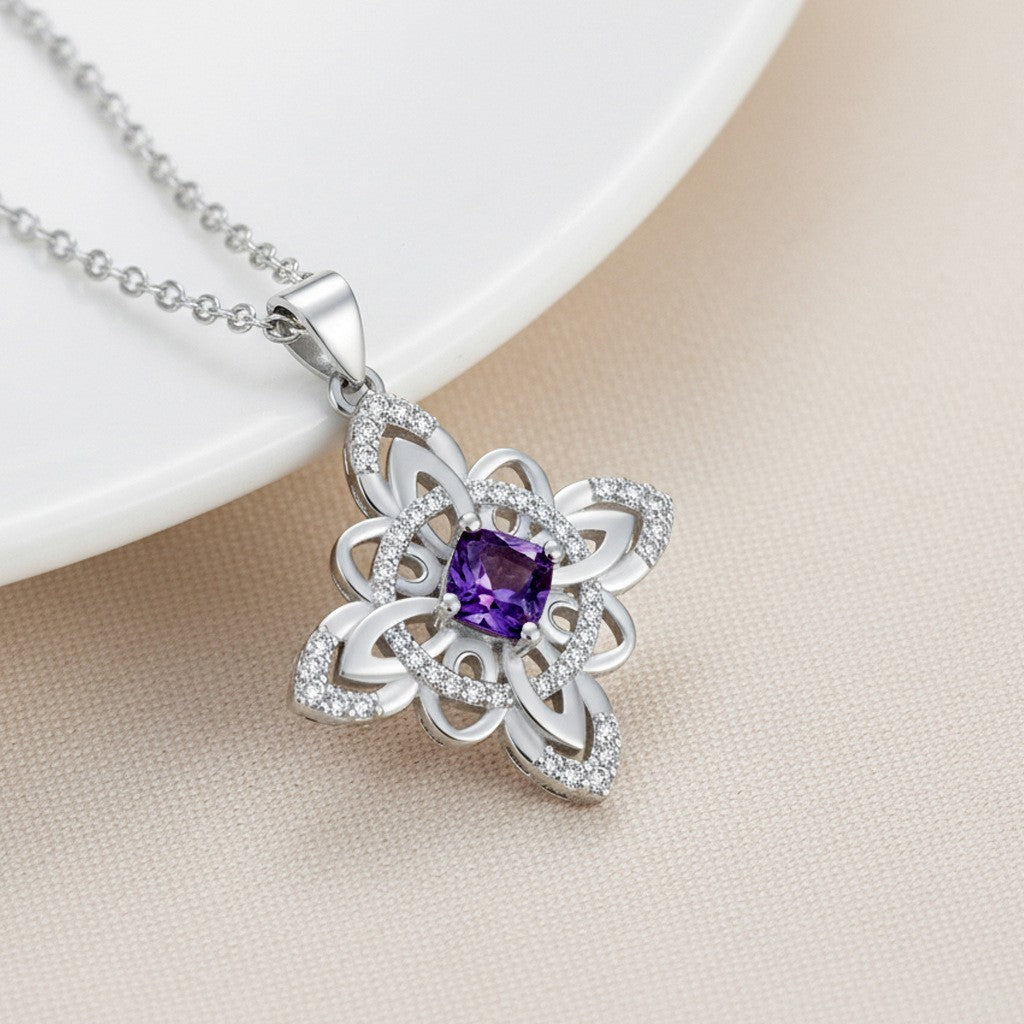 Elegant Celtic Knot Birthstone Necklace