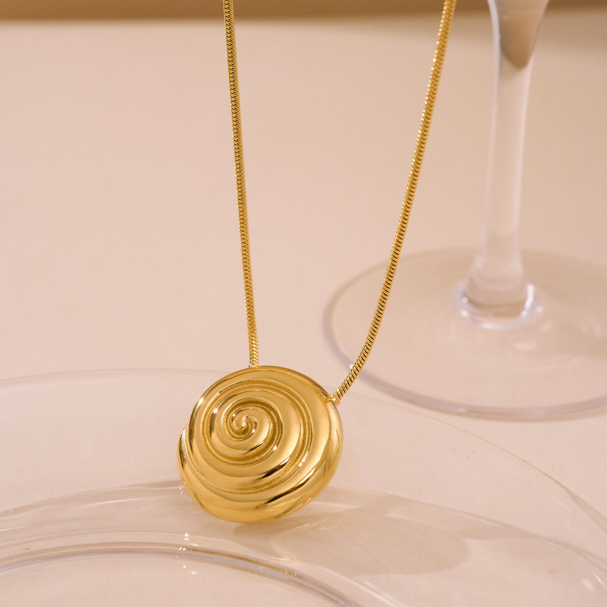 Dainty Gold Spiral Pendant Necklace