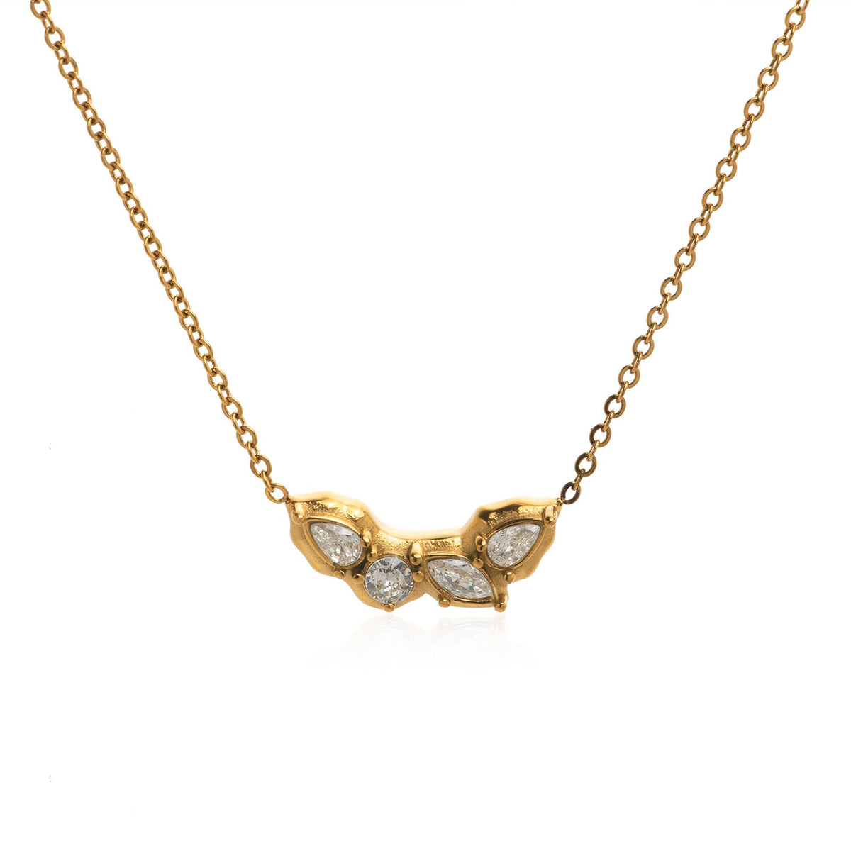 Dainty Teardrop Zirconia Cluster Necklace