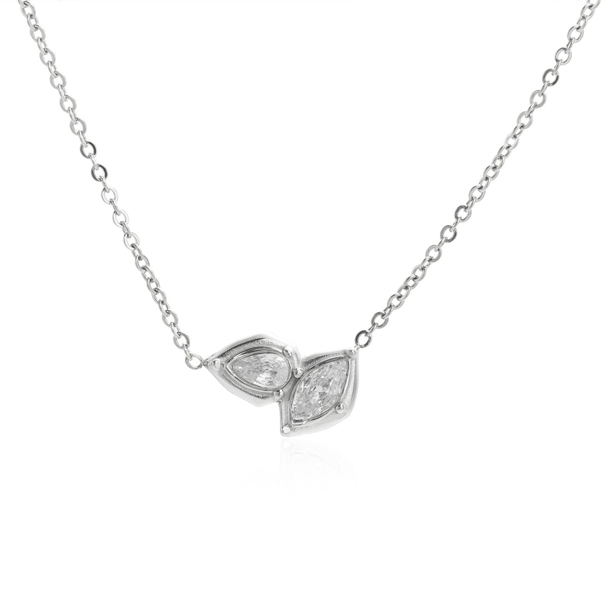 Dainty Teardrop Zirconia Cluster Necklace