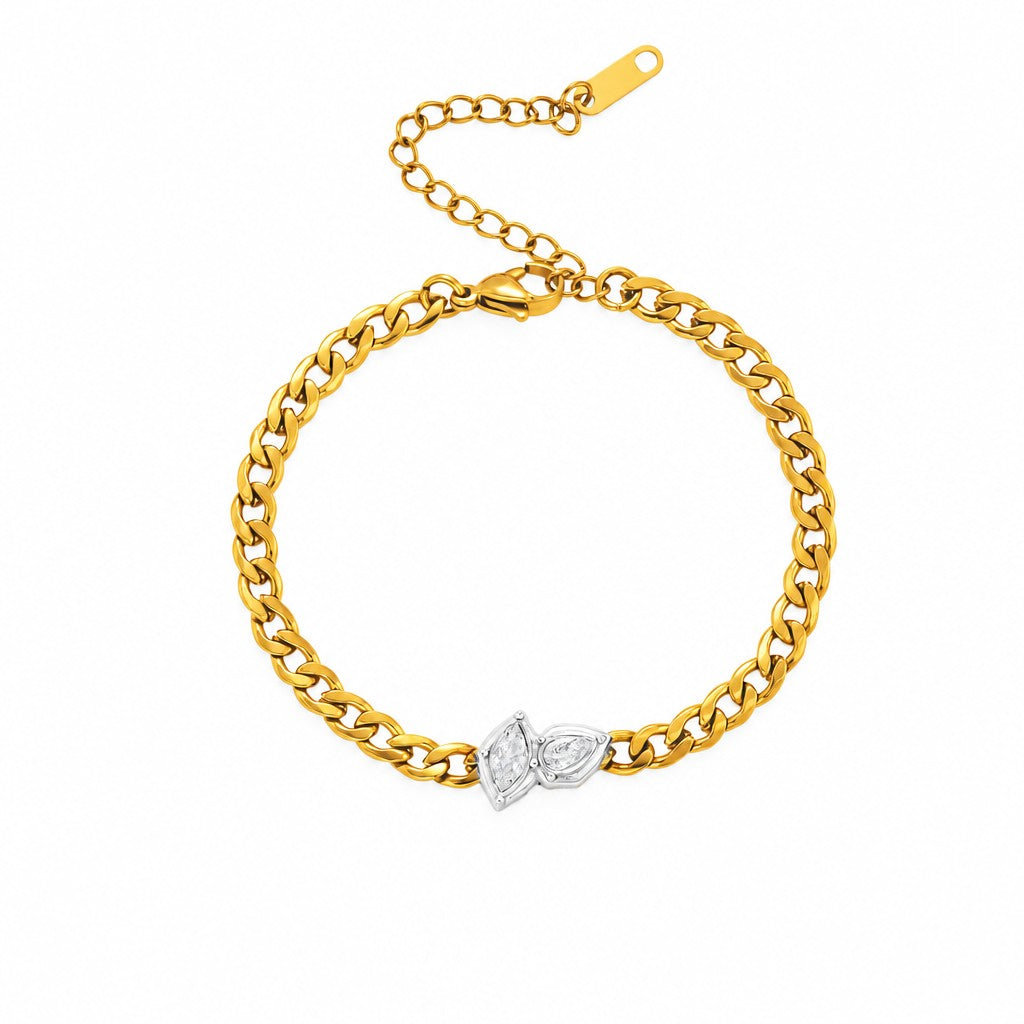 18k Classy Teardrop Curb Chain Necklace