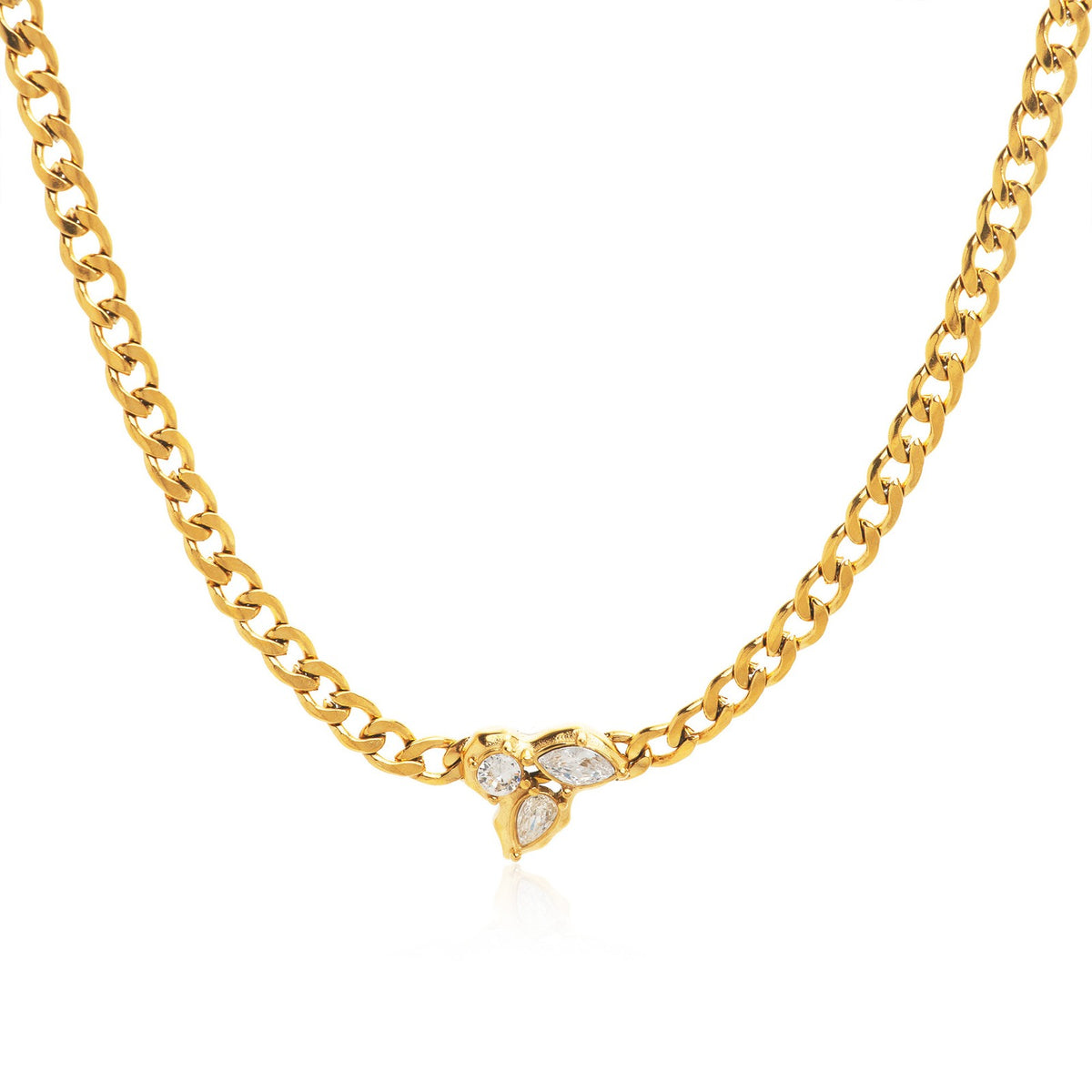 18k Classy Teardrop Curb Chain Necklace