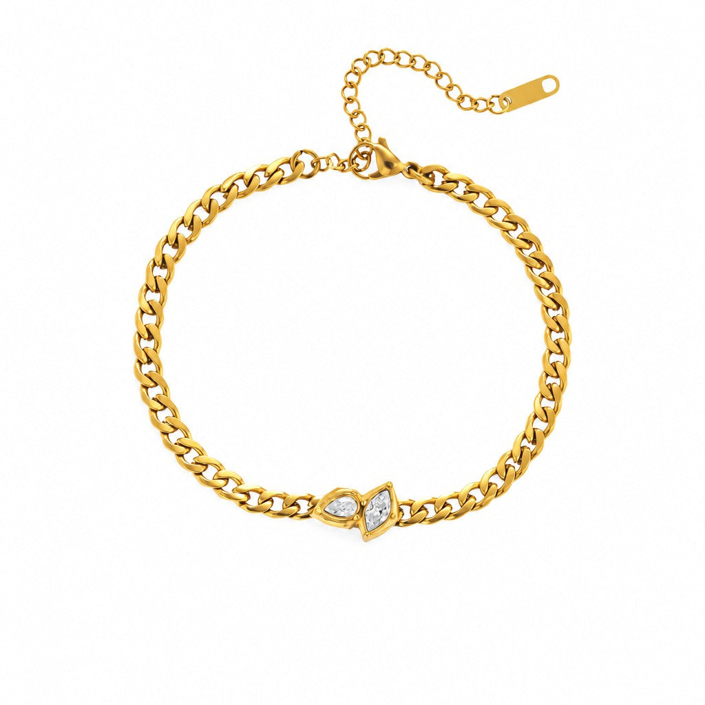 18k Classy Teardrop Curb Chain Necklace