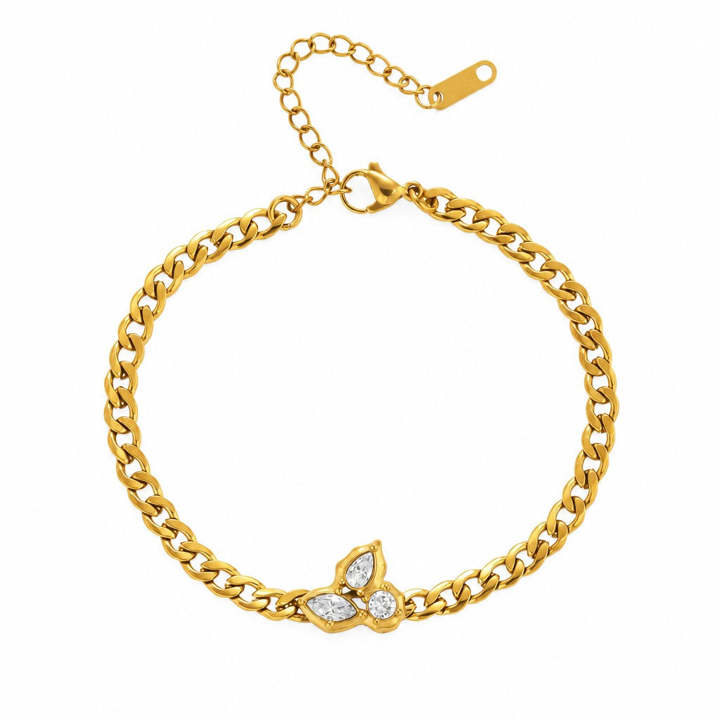 18k Classy Teardrop Curb Chain Necklace