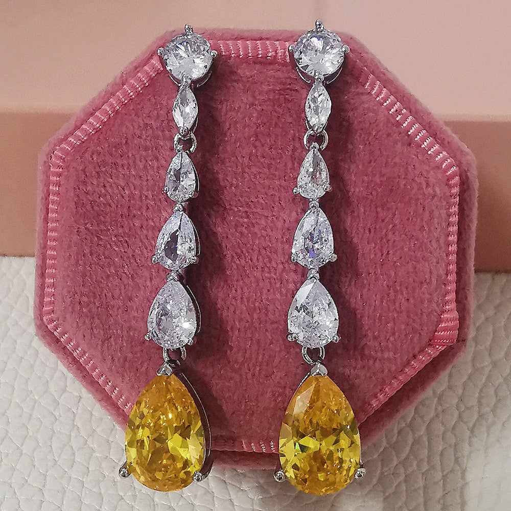 Classy Yellow Teardrop Cascade Earrings
