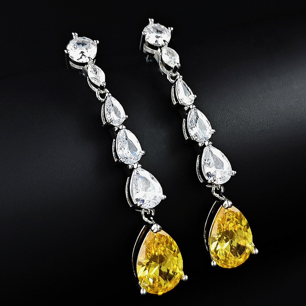 Classy Yellow Teardrop Cascade Earrings