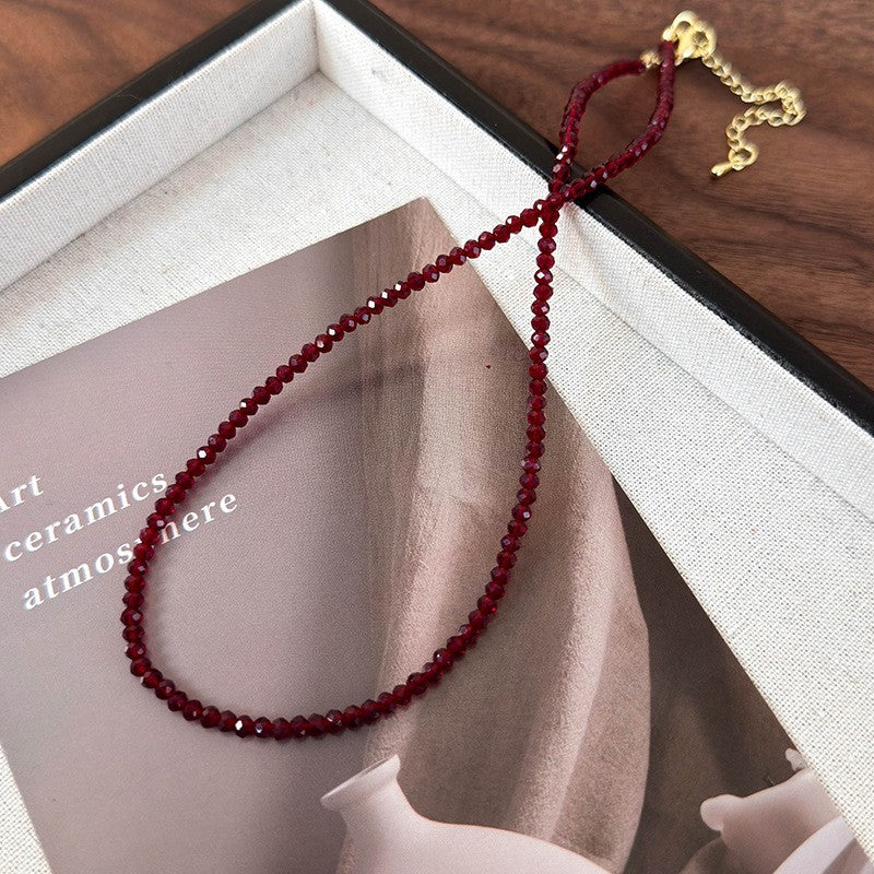 Dainty Red Crystal Pearl Necklace