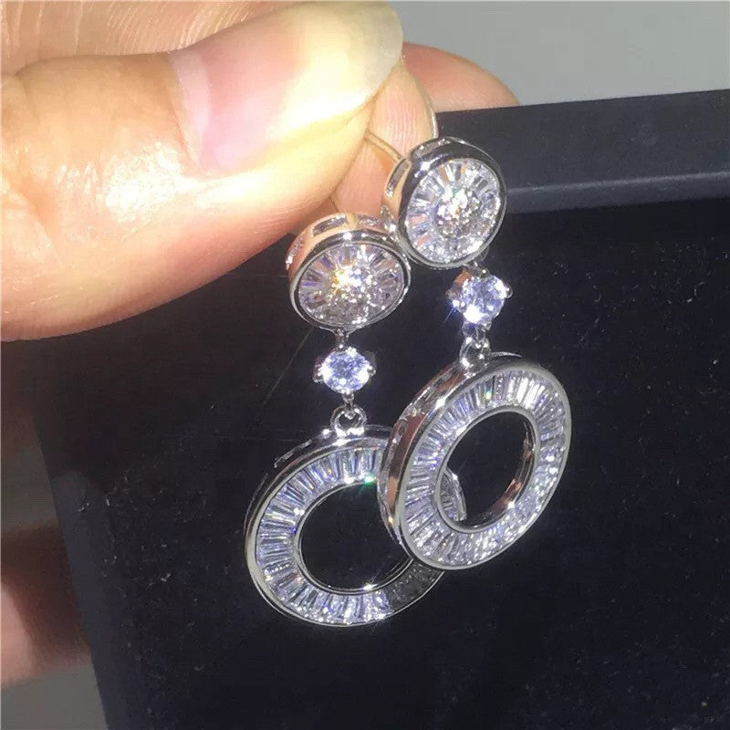 Classy Baguette Zirconia Circle Drop Earrings