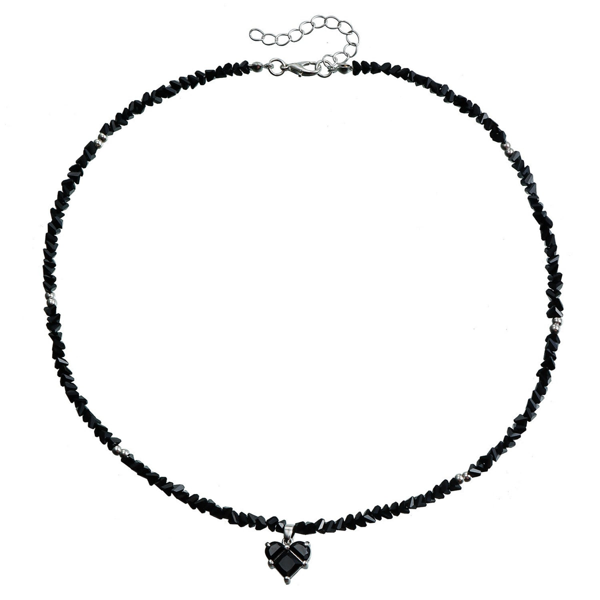 Romantic Red Beaded Heart Necklace
