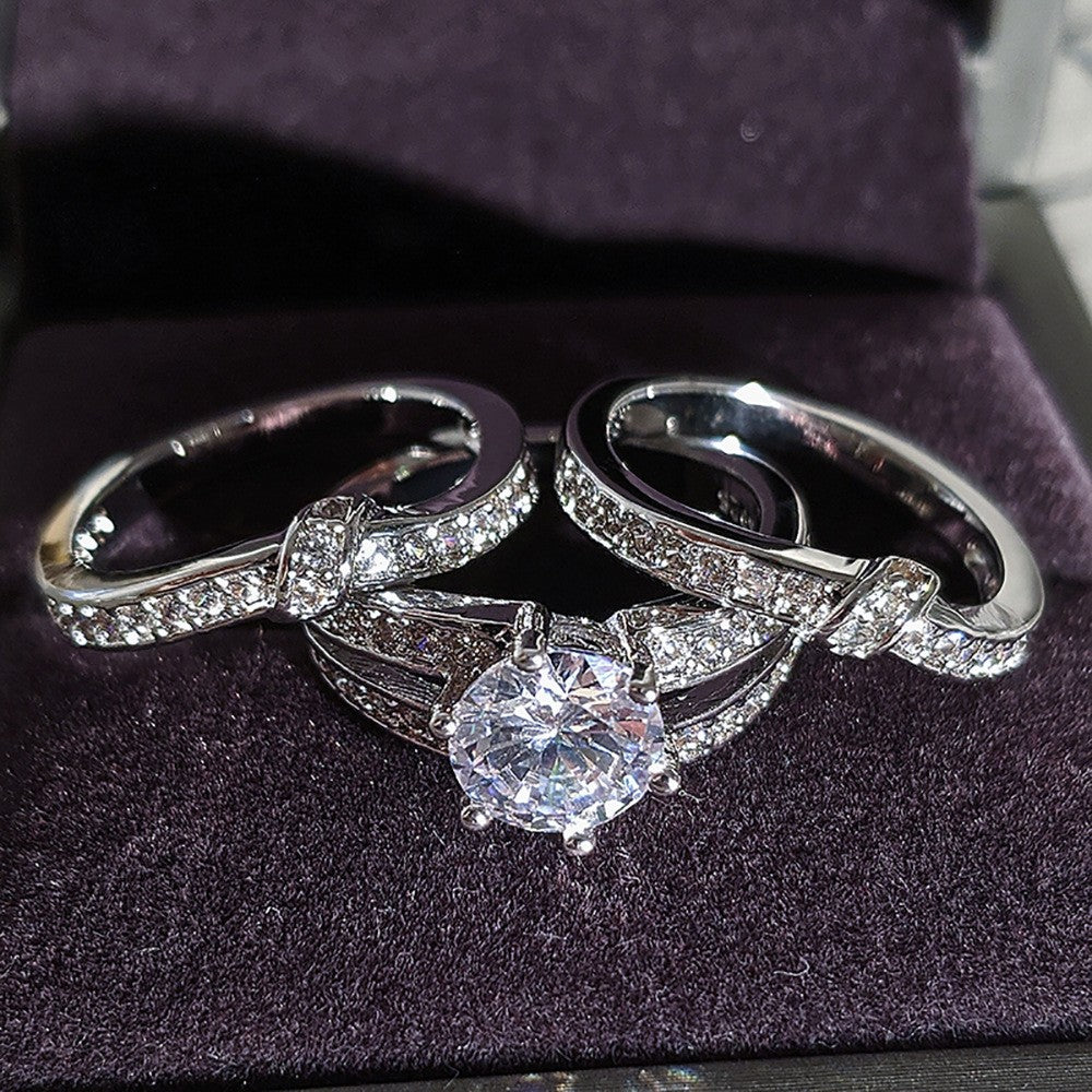 Classy Pave Zirconia 3pc Ring Set