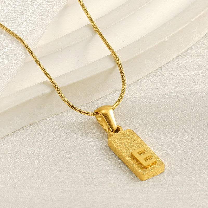 Classy Sandblasted Rectangle Initial Necklace