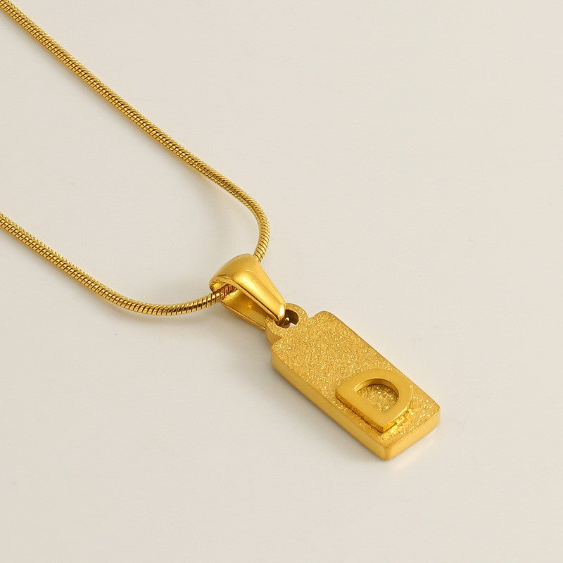 Classy Sandblasted Rectangle Initial Necklace