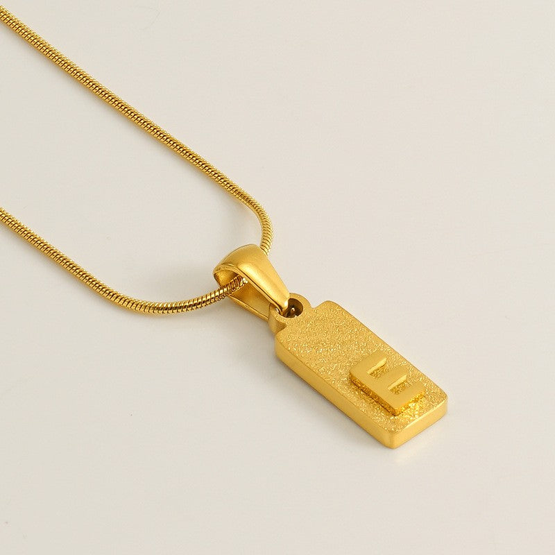 Classy Sandblasted Rectangle Initial Necklace