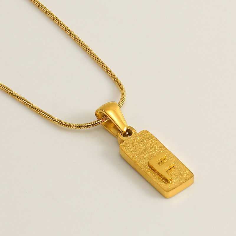 Classy Sandblasted Rectangle Initial Necklace
