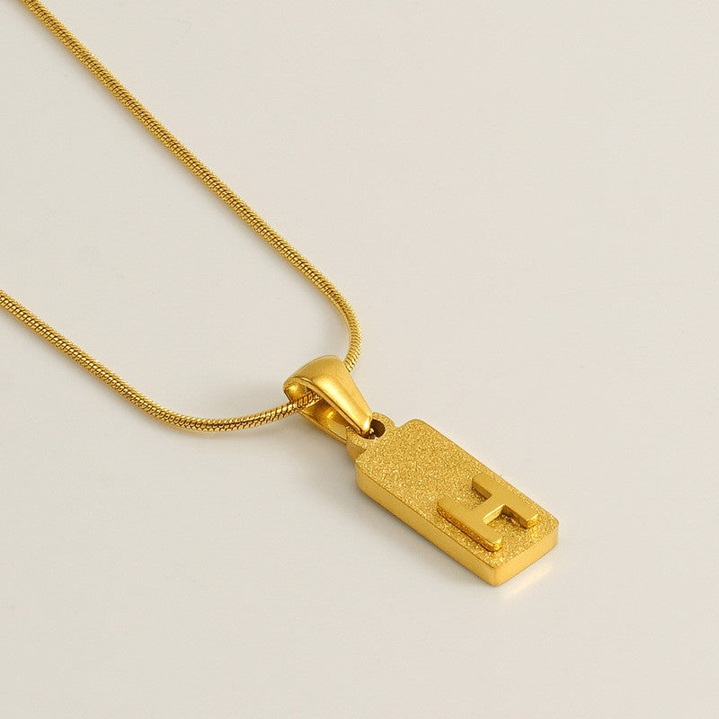 Classy Sandblasted Rectangle Initial Necklace