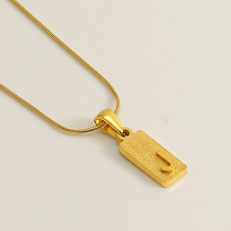 Classy Sandblasted Rectangle Initial Necklace