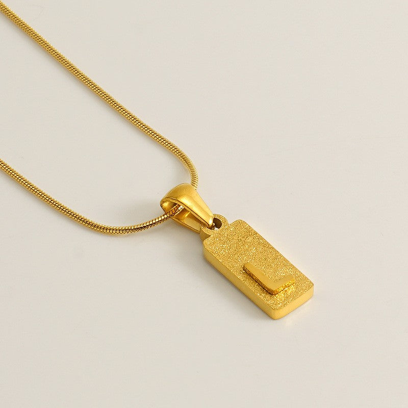 Classy Sandblasted Rectangle Initial Necklace