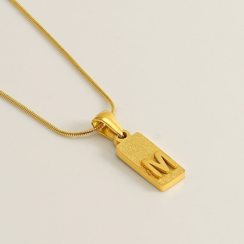 Classy Sandblasted Rectangle Initial Necklace
