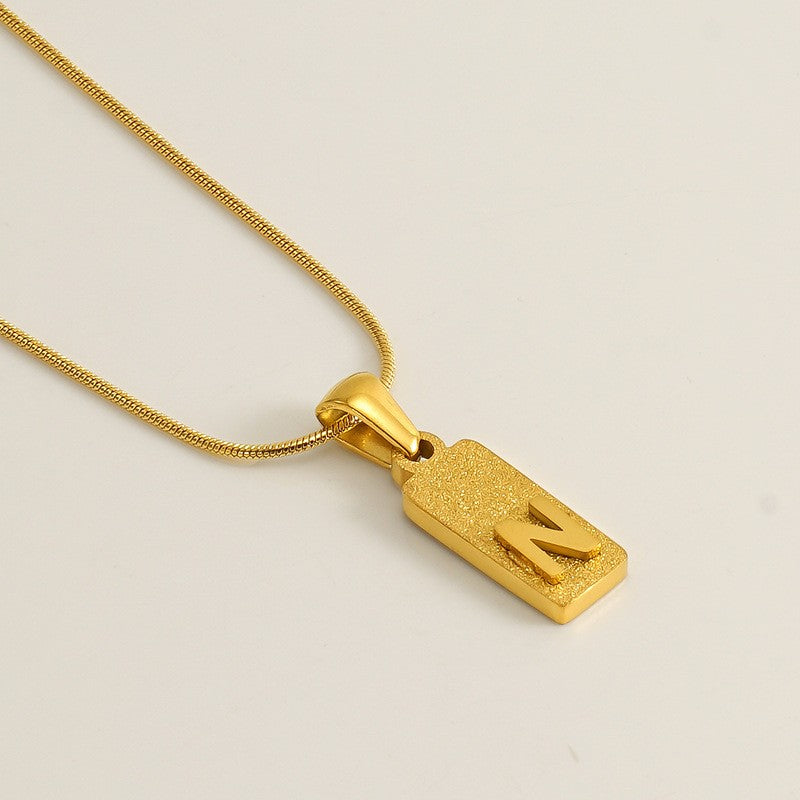Classy Sandblasted Rectangle Initial Necklace