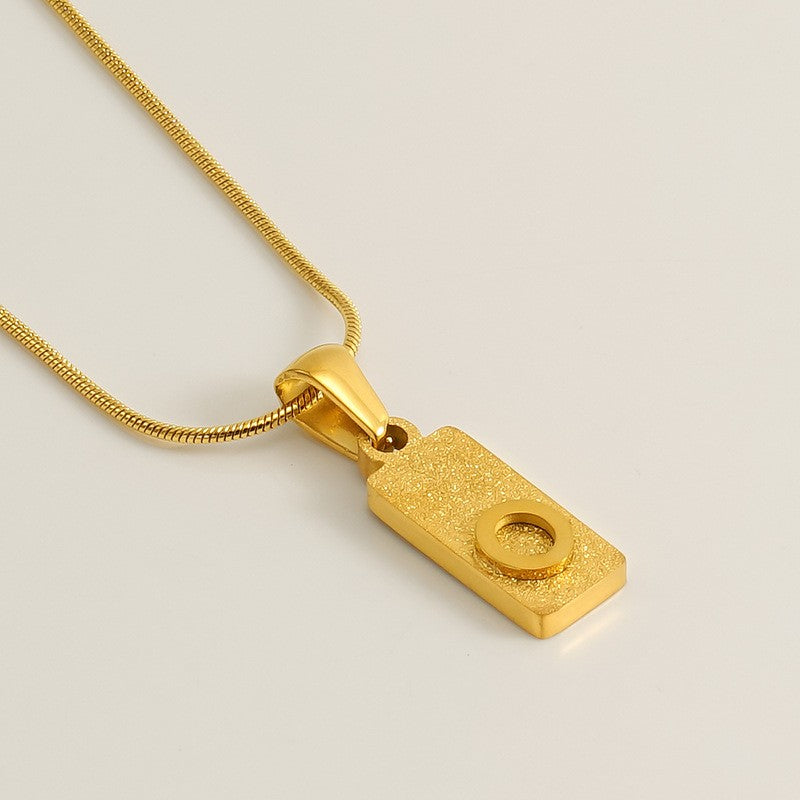 Classy Sandblasted Rectangle Initial Necklace