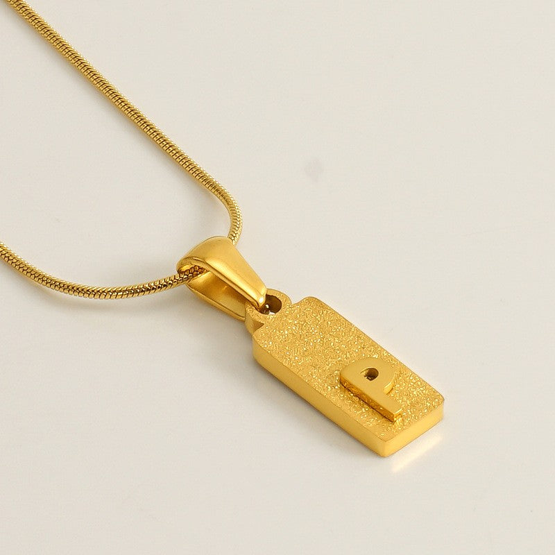 Classy Sandblasted Rectangle Initial Necklace