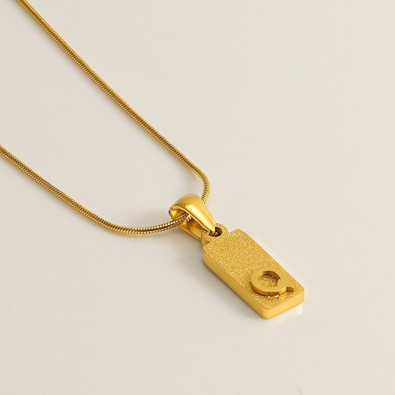 Classy Sandblasted Rectangle Initial Necklace
